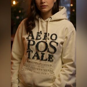 Y2K Aeropostale white hoodie with Bold Logo